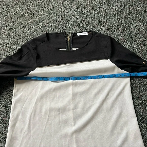 CALVIN KLEIN Black & White Colorblock Business Casual 3/4 Long Adjustable Sleeve - Picture 12 of 16